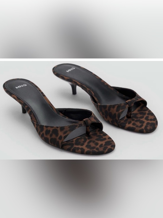 Mango Shoes - MANGO MNG BROWN BLACK LEOPARD ANIMAL PRINT KITTEN HEELS SANDALS SHOES SZ 39 8.5
